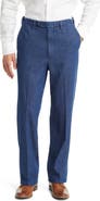 Berle Pleated Self Sizer Waist Flat Front Denim Trousers