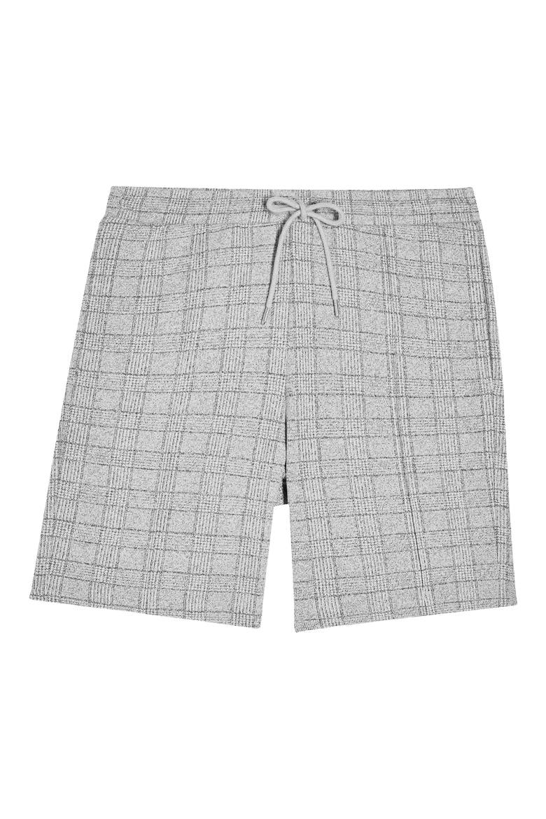 Skinny Fit Glen Plaid Drawstring Shorts, Alternate, color, GREY