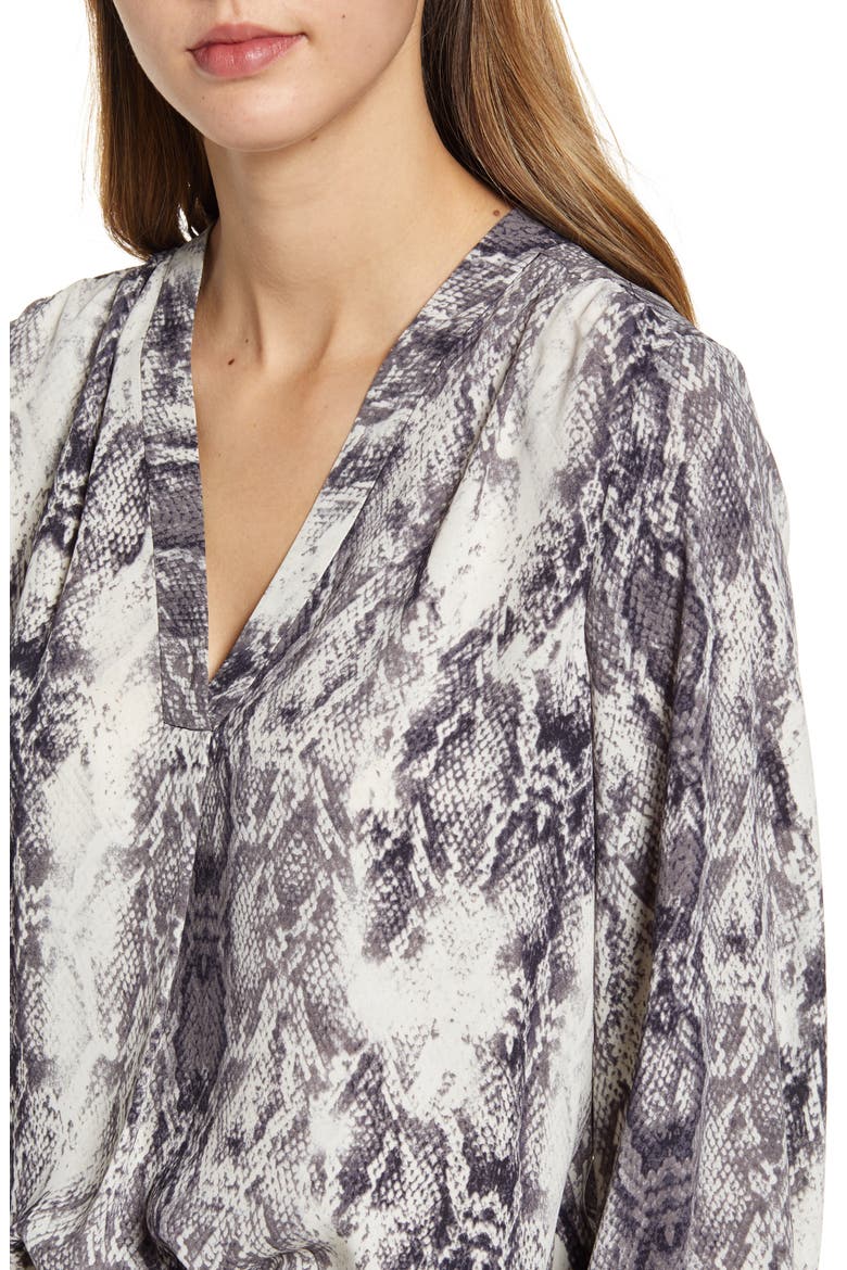 Snake Print Rumple Blouse, Alternate, color, RICH BLACK