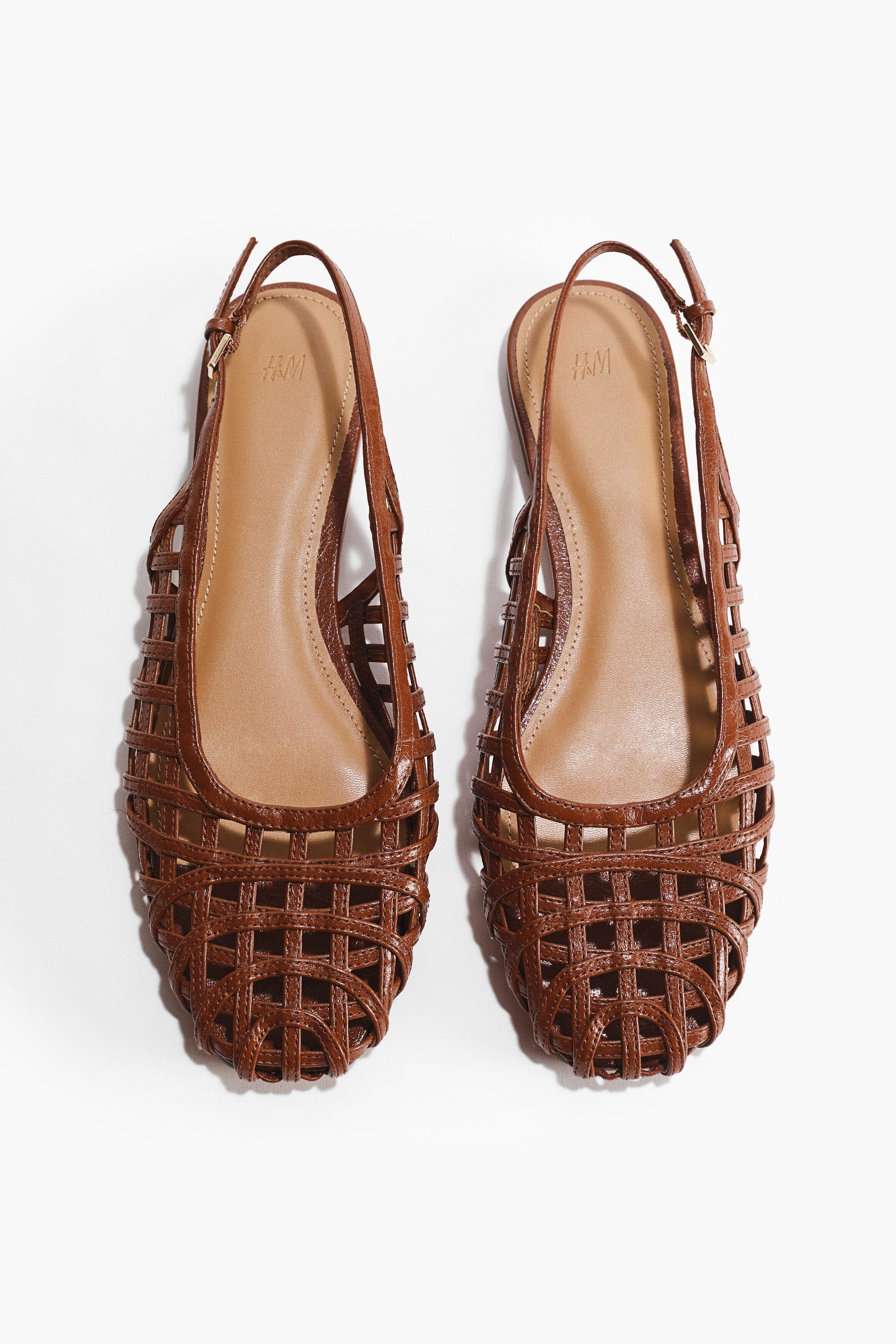 H&M Braided-look Slingbacks, Alternate, color, Brown