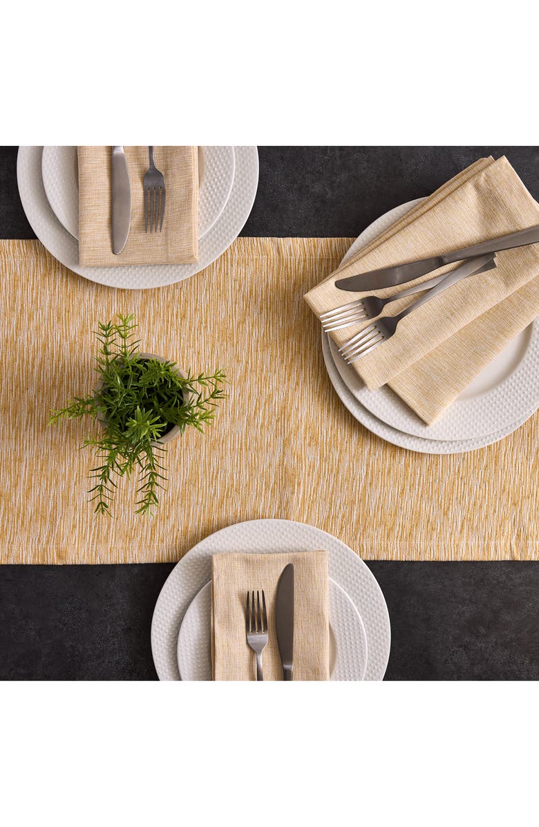 Design Imports Dandelion Space Dyed Cotton Table Runner, Alternate, color, Yellow