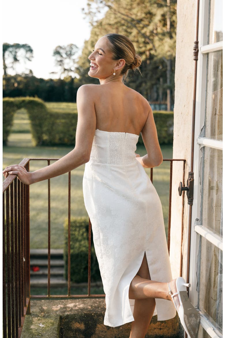 Avah Strapless Midi Dress, Alternate, color, WHITE