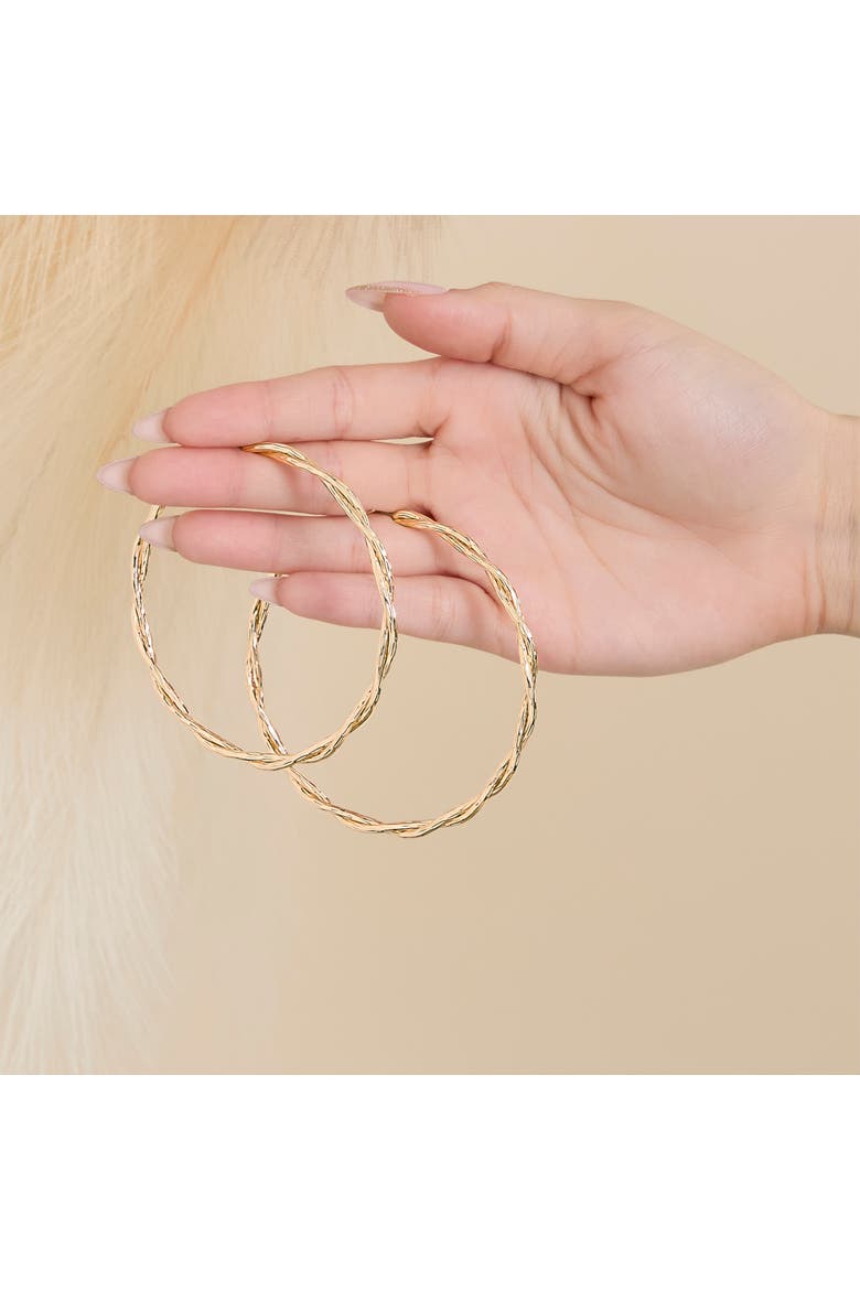 JS Jessica Simpson Gold Tone Twisted Hoop Earrings, Alternate, color, Gold
