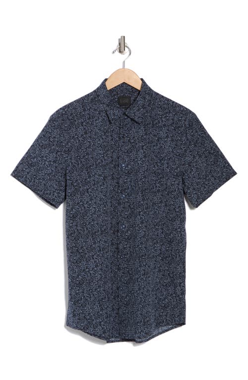 14th & Union Floral Print Short Sleeve Performance Button-up Shirt In Navy Blazer Floral Texture