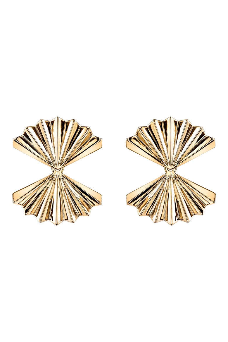 18k Gold Double Fan Earrings, Main, color, 18K YELLOW GOLD