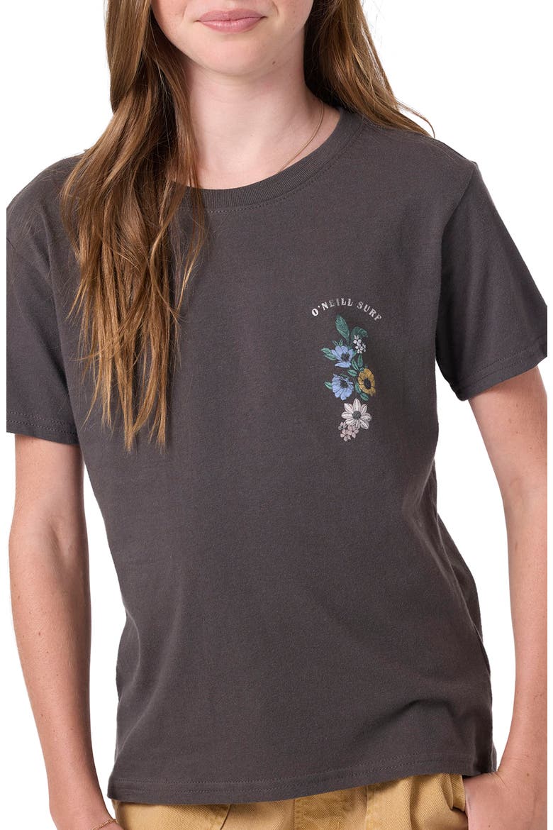 Kids' Angie Floral Graphic T-Shirt, Alternate, color, WASHED BLACK