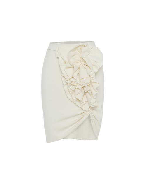 Theo The Label Women's White Nomia Ruffle Knit Skirt - Ivory In Ivory