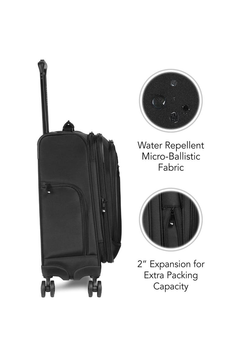 Solutions 20 Expandable Spinner Carry-On with Padded Electronics Pockets, Alternate, color, Black