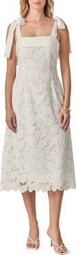 English Factory Tie Strap Lace Midi Dress