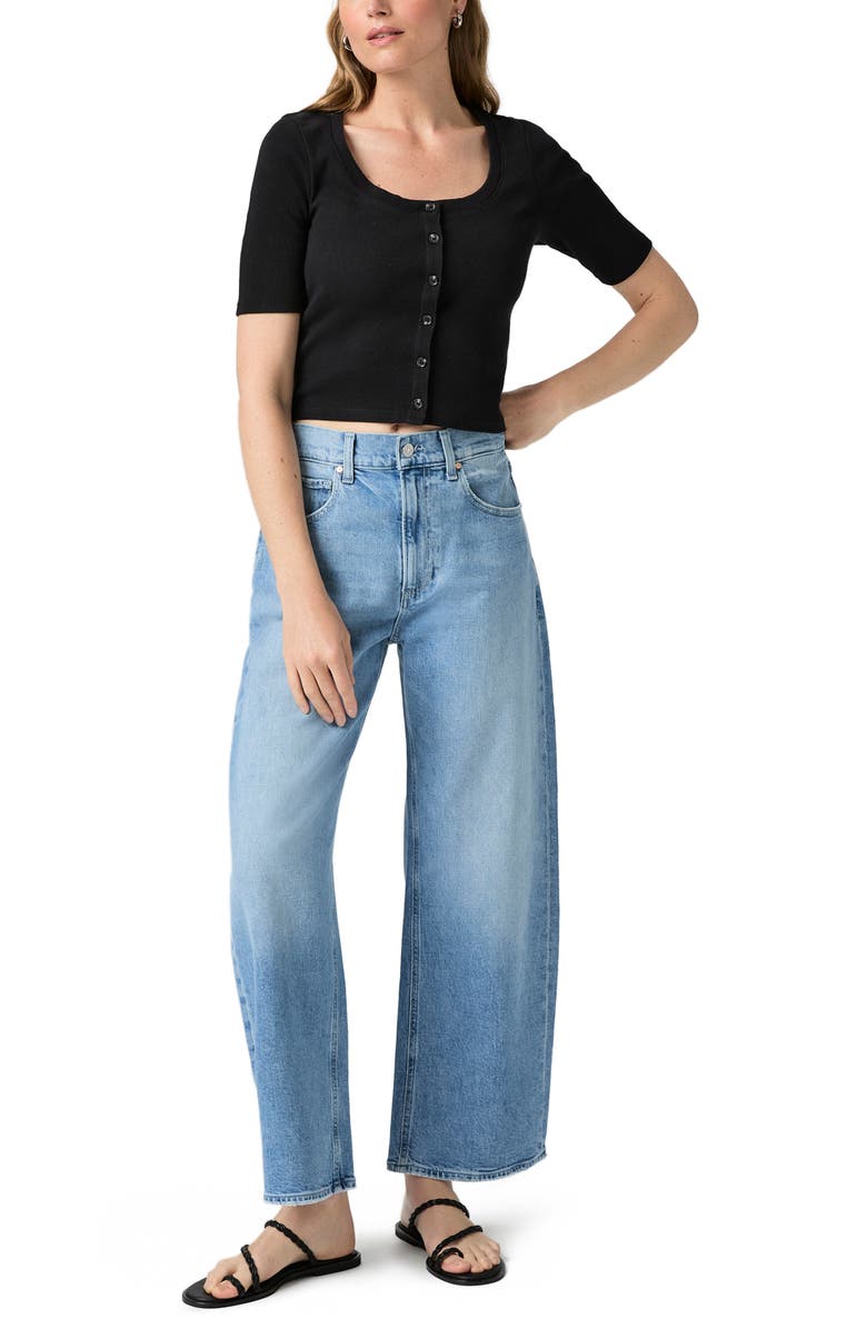 PAIGE Evette Stretch Cotton Top, Alternate, color, Black