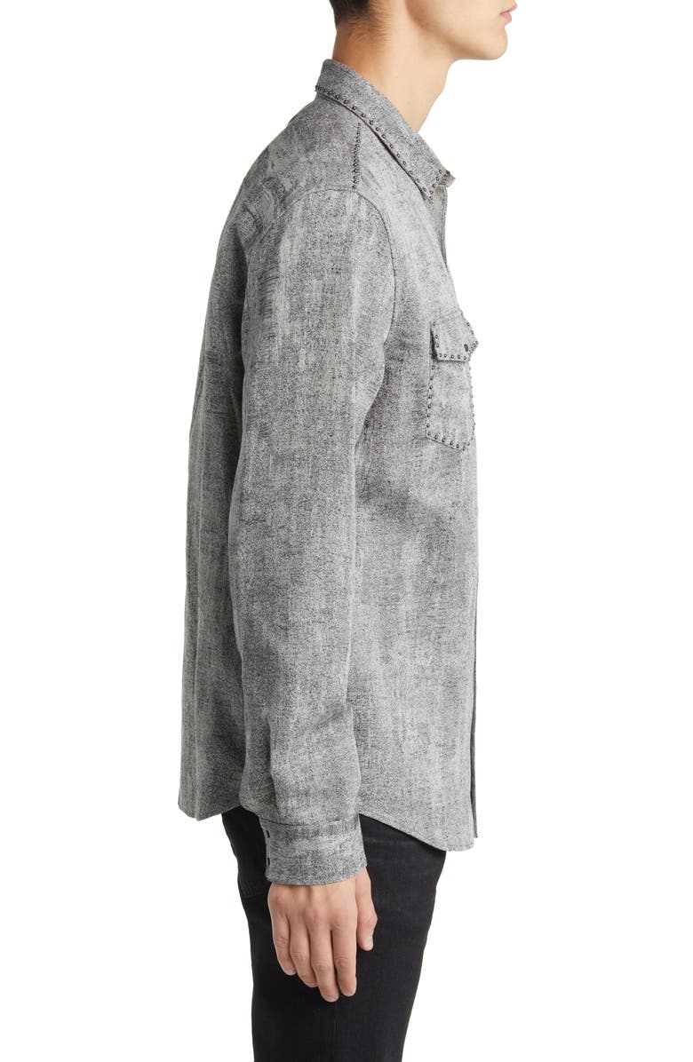 John Varvatos Studded Slim Fit Linen Blend Button-Up Shirt, Alternate, color, 