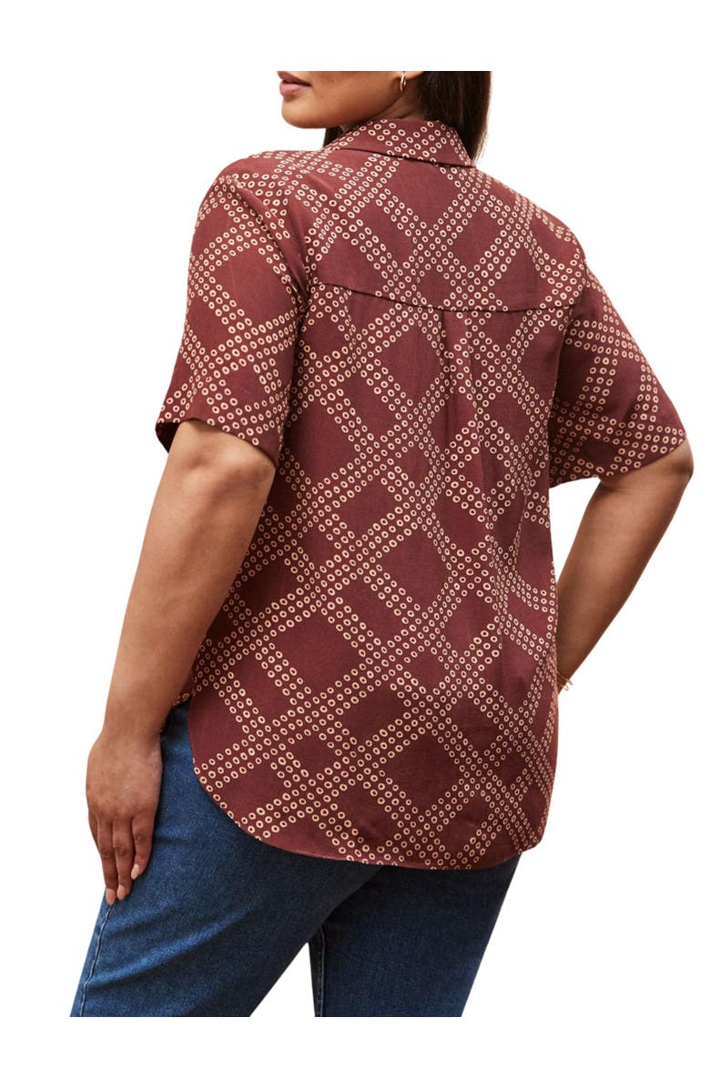 Live Unlimited Geo Print Short Sleeve Shirt, Alternate, color, Brown