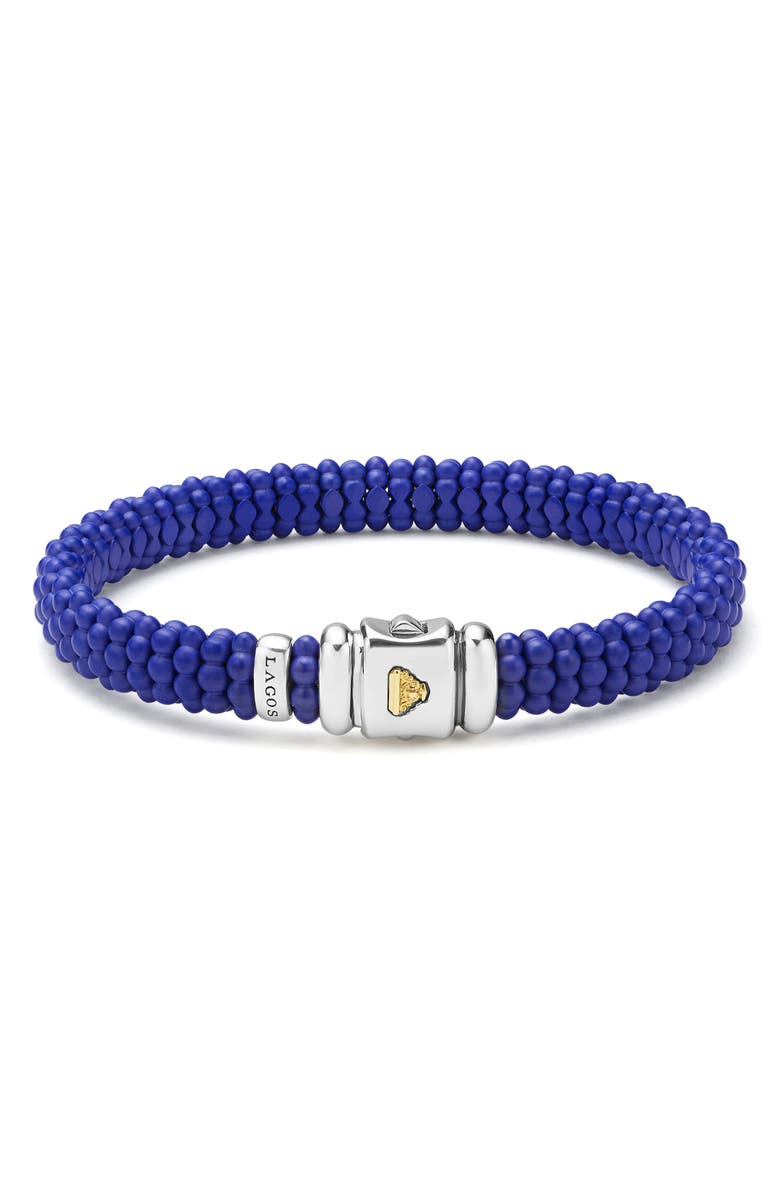 LAGOS Men's Anthem Ceramic Caviar Beaded Bracelet, Alternate, color, Silver Blue