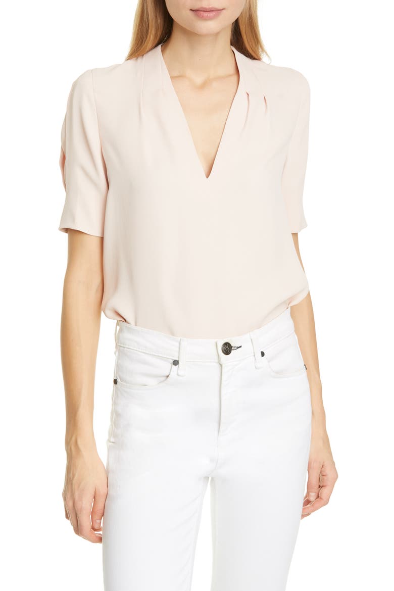 Ance V-Neck Silk Blouse, Alternate, color, PINK SKY