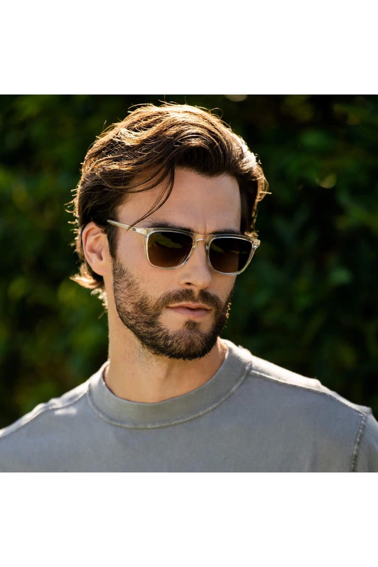 Wesley - 53mm Modern Rectangular Polarized Sunglasses, Alternate, color, Clear