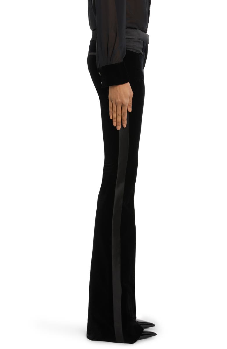 TOM FORD Velveteen Flare Leg Tuxedo Pants, Alternate, color,