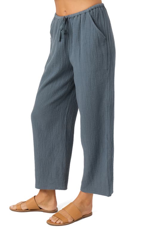 O'neill Brenda Cotton Gauze Wide Leg Pants In Gray