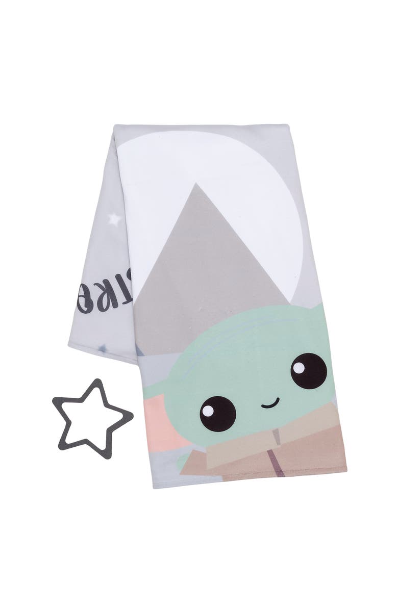 Lambs & Ivy Star Wars The Child/Grogu/Baby Yoda Fleece Milestone Blanket w/ Star, Alternate, color, Gray