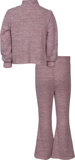 Kids' Knit Flower Appliqué Sweater & Flared Leggings Set