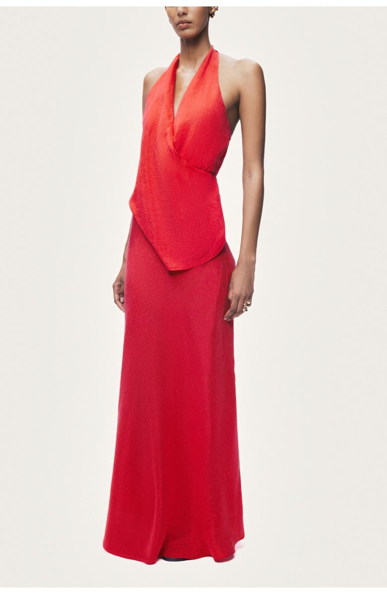 Nocturne Asymmetric Open-Back Halter Maxi Dress, Alternate, color, Red