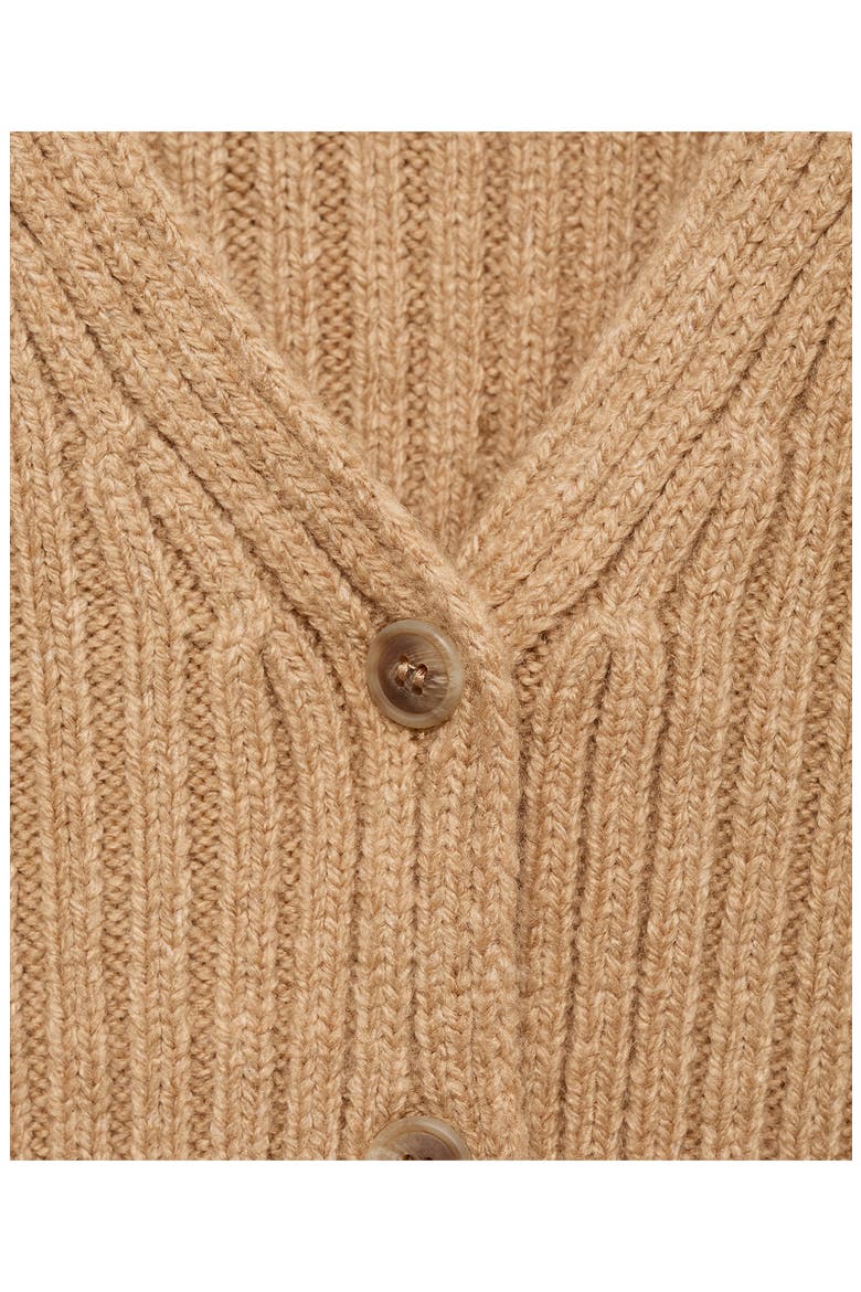 V-Neck Rib Cardigan, Alternate, color, MEDIUM BROWN