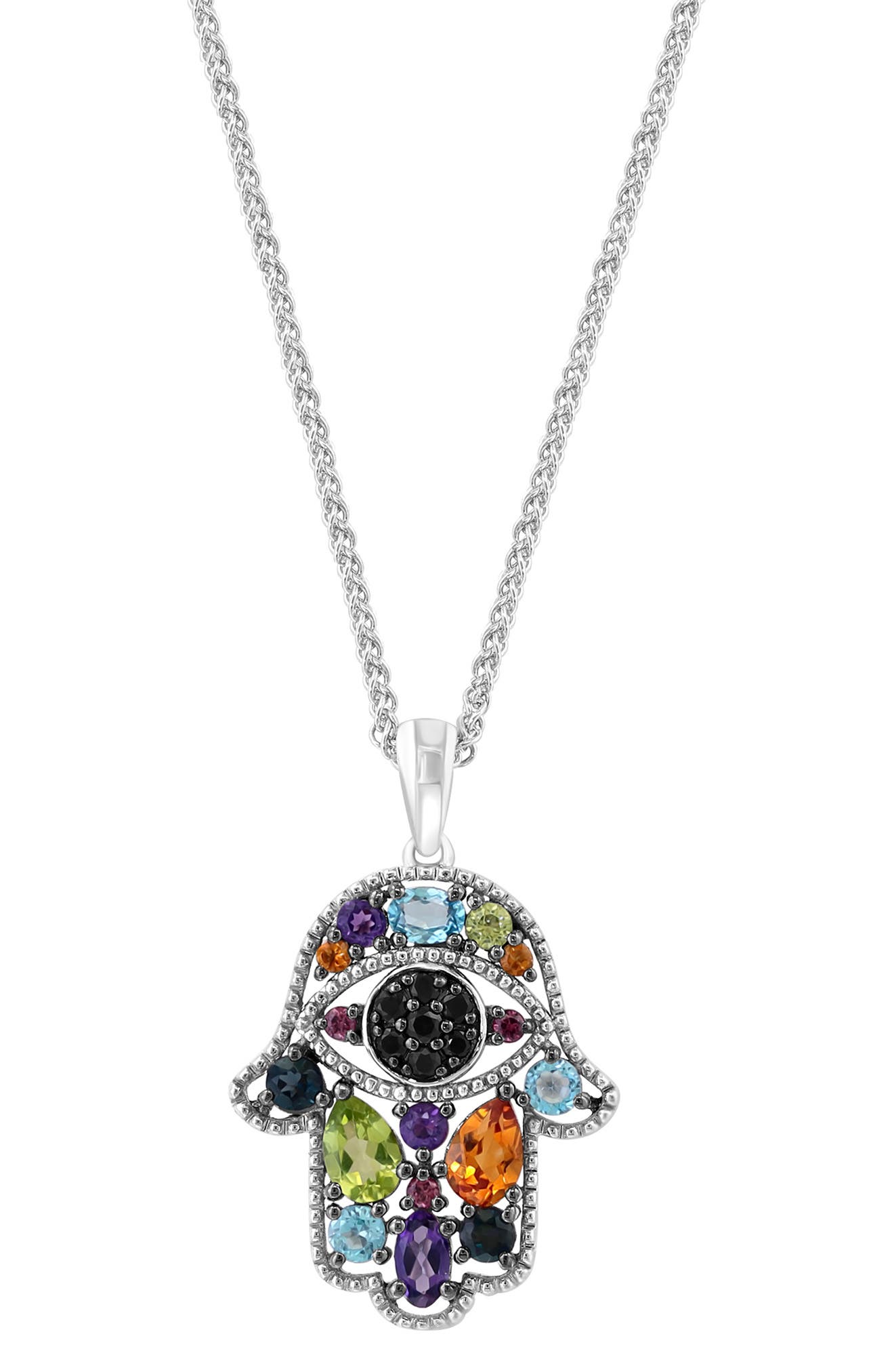 Sterling Silver Amethyst & Blue Topaz Pendant Necklace