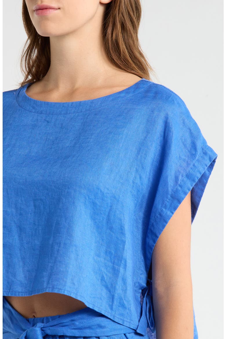 Cropped Linen Cover-Up Top, Alternate, color, SAPPHIRE BLUE