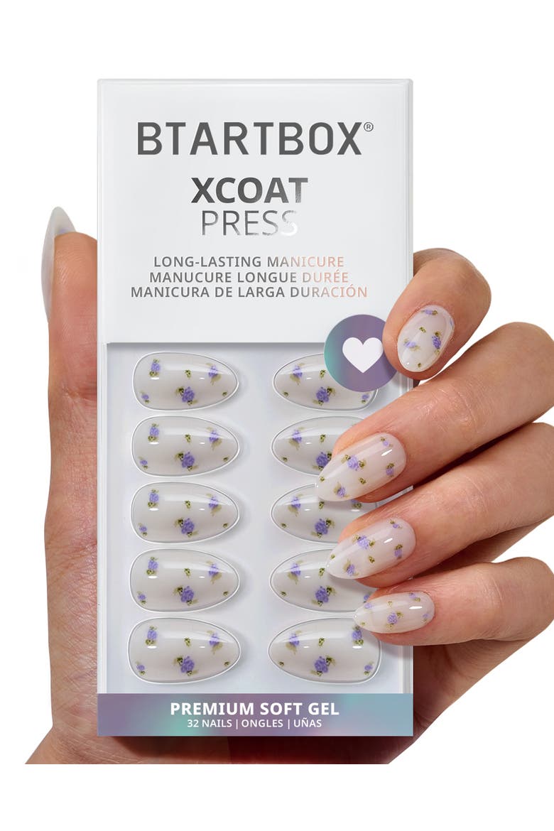 Press-on Nails Set Short Almond, Alternate, color, Pathside Lilac