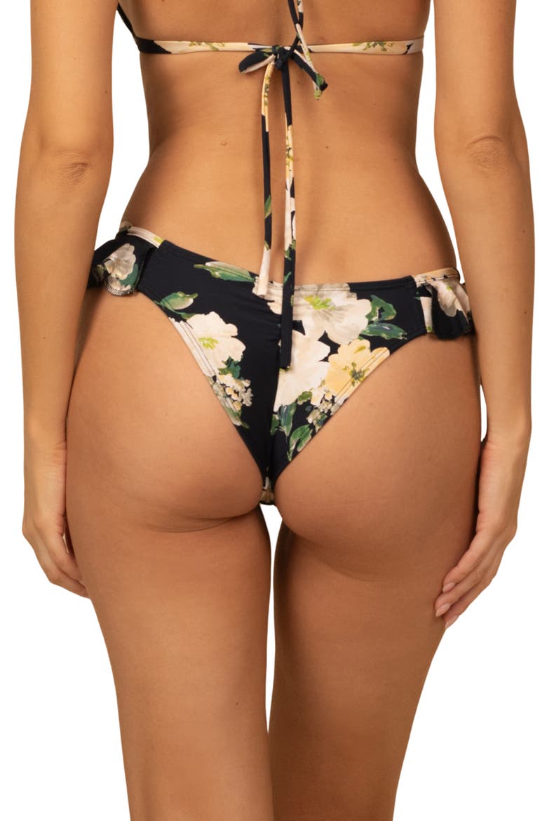 Uno Floral Ruffle Detail Bikini Bottoms, Alternate, color, LIZ FLORAL