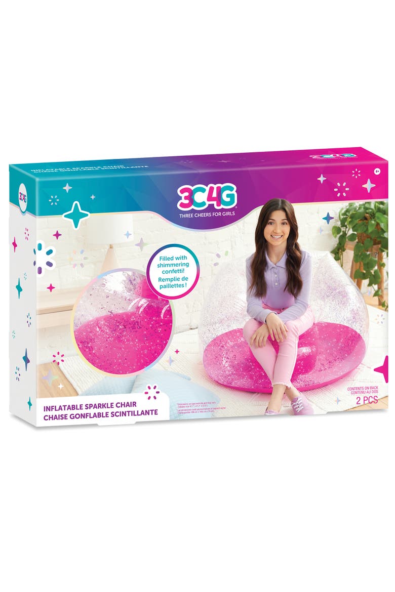 Pink Glitter Confetti Inflatable Chair Sparkle, Main, color, Multicolored