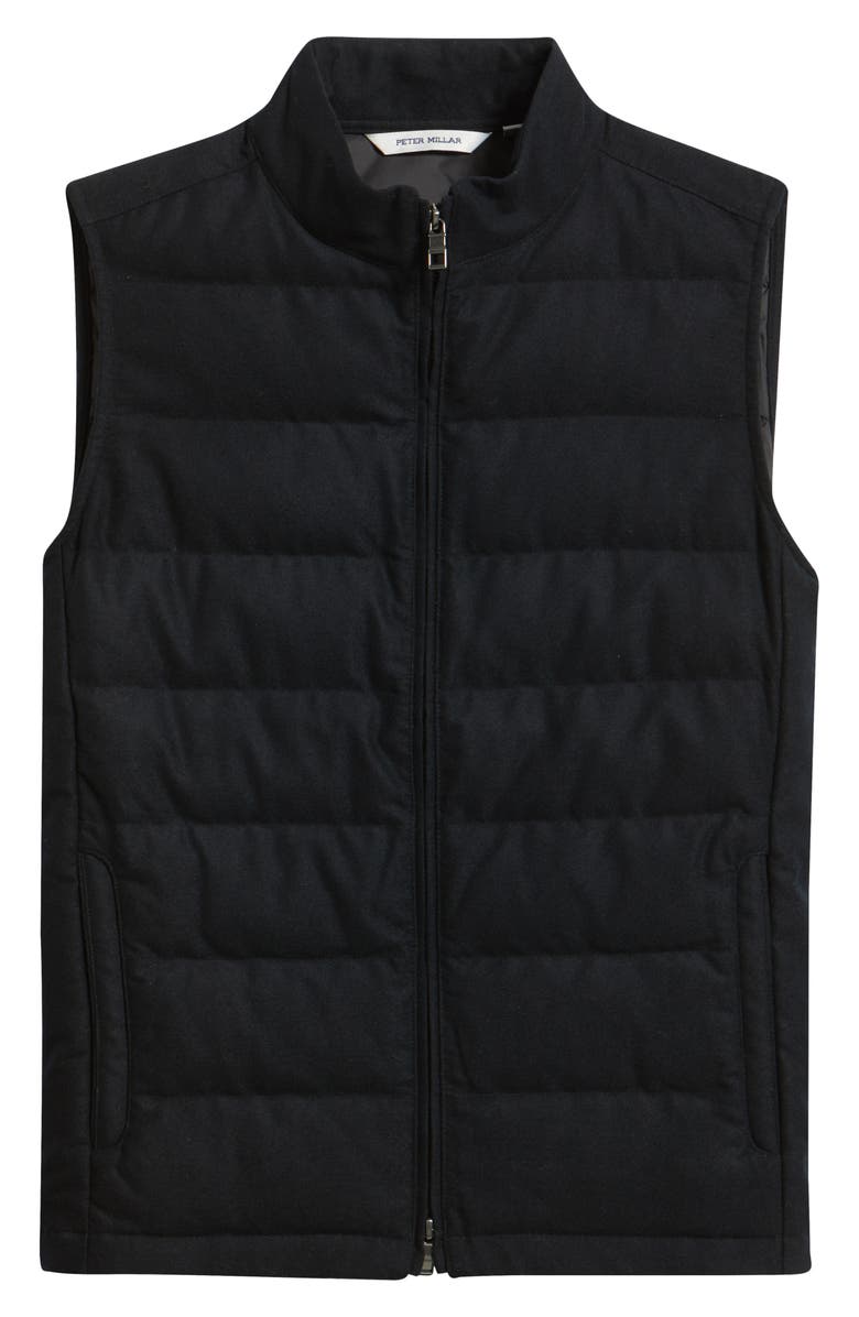 Peter Millar Davos Quilted Wool Flannel Vest, Alternate, color, Black