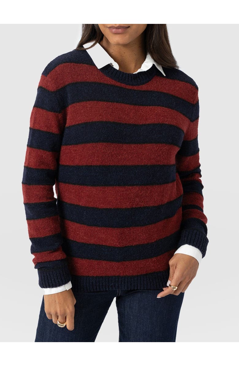 Saint + Sofia Azura Knit Sweater, Alternate, color, Red/Navy