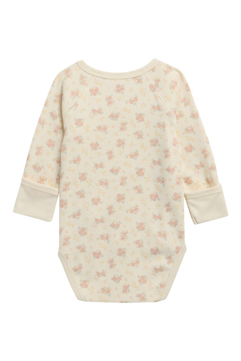 Flower Field Long Sleeve Cotton Bodysuit, Alternate, color, IVORY