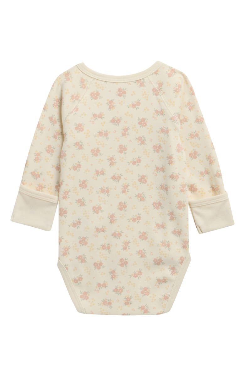 QUINCY MAE Flower Field Long Sleeve Cotton Bodysuit, Alternate, color, Ivory