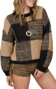 Blu Pepper Colorblock Check Sweater