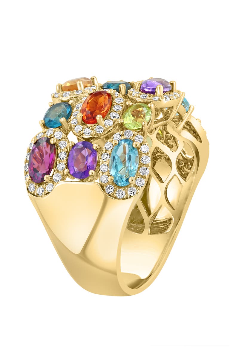 14K Yellow Gold Multi-Gemstone Diamond Gallery Ring, Alternate, color, 14K Gold