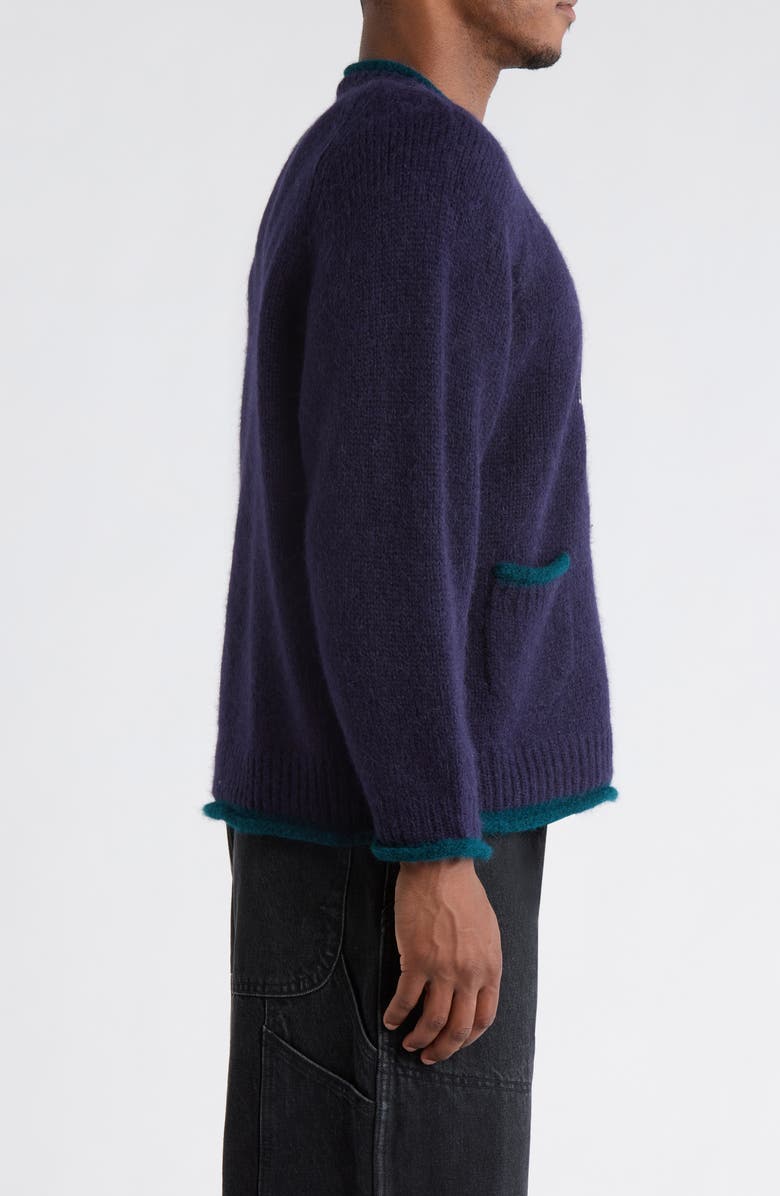 Brain Dead x Brooks Brothers California Logo Embroidered Roll Neck Baby Alpaca Blend Sweater, Alternate, color, Navy