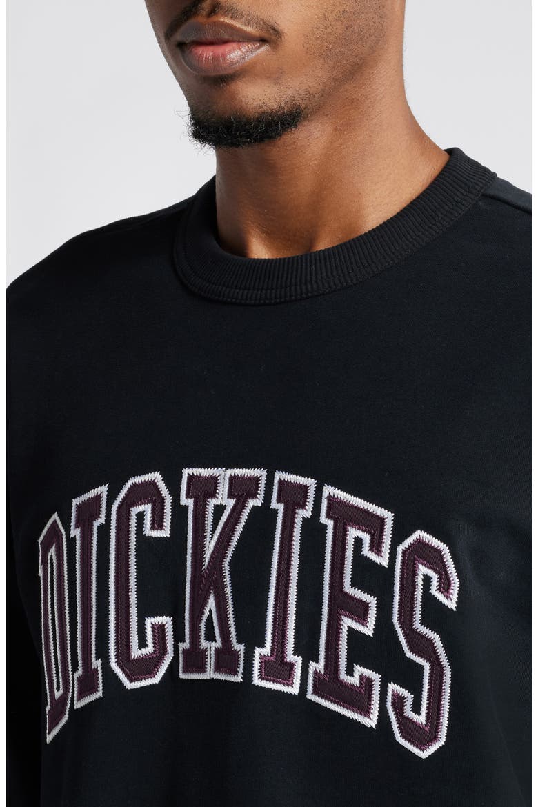 Logo Appliqué Crewneck Sweatshirt, Alternate, color, BLACK/ PLUM PERFECT