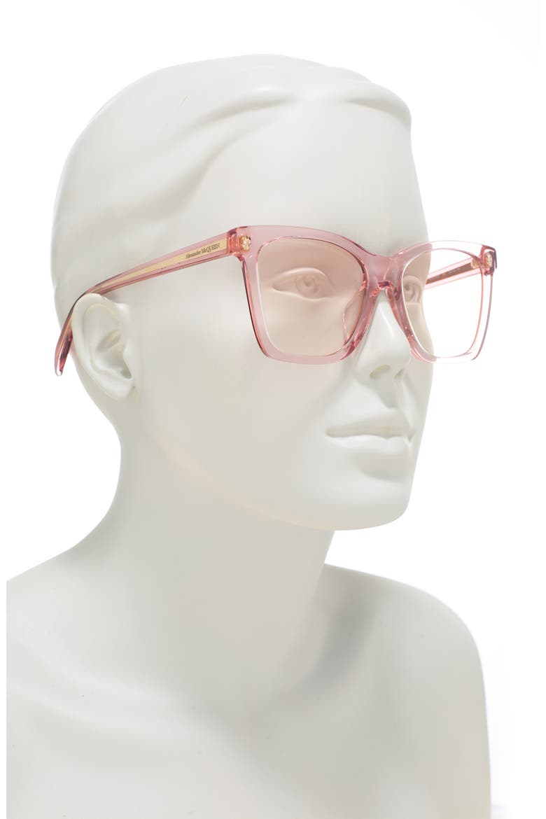 Alexander McQueen 54mm Square Sunglasses, Alternate, color, PINK PINK PINK