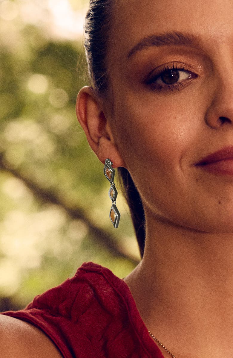 Sterling Forever Lissie Cubic Zirconia Linear Drop Earrings, Alternate, color, Silver