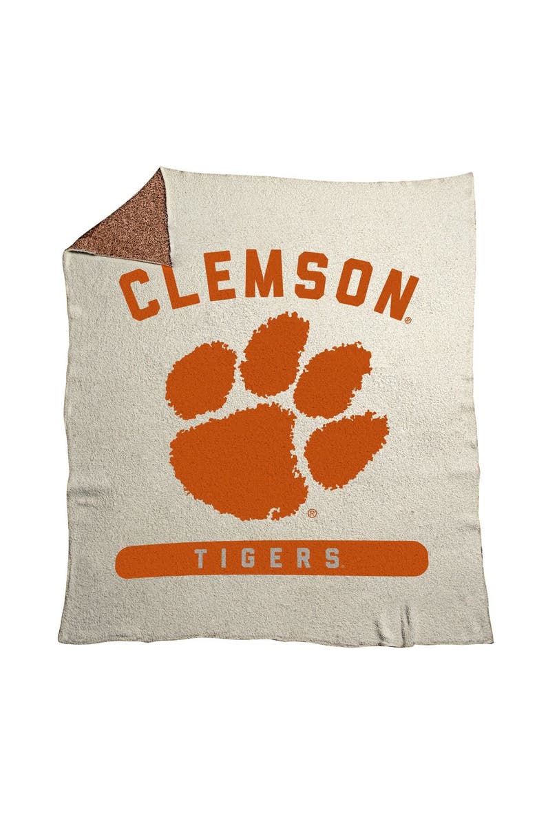 LOGO BRANDS Clemson Tigers 50" x 60" Luxe Dreams Throw Blanket, Main, color, Oatmeal