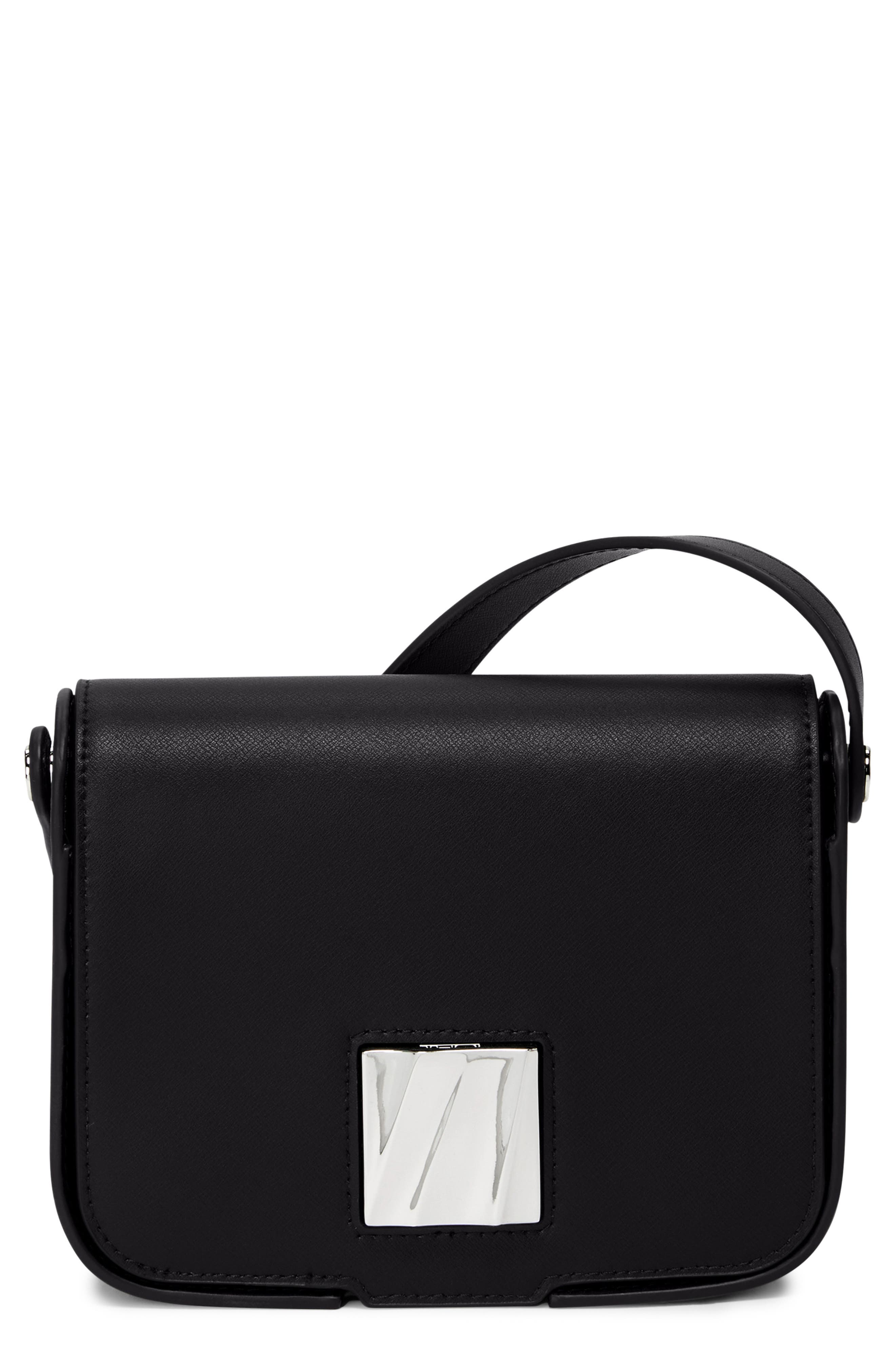 TUMI Small Olas Leather Shoulder Bag, Main, color, Black