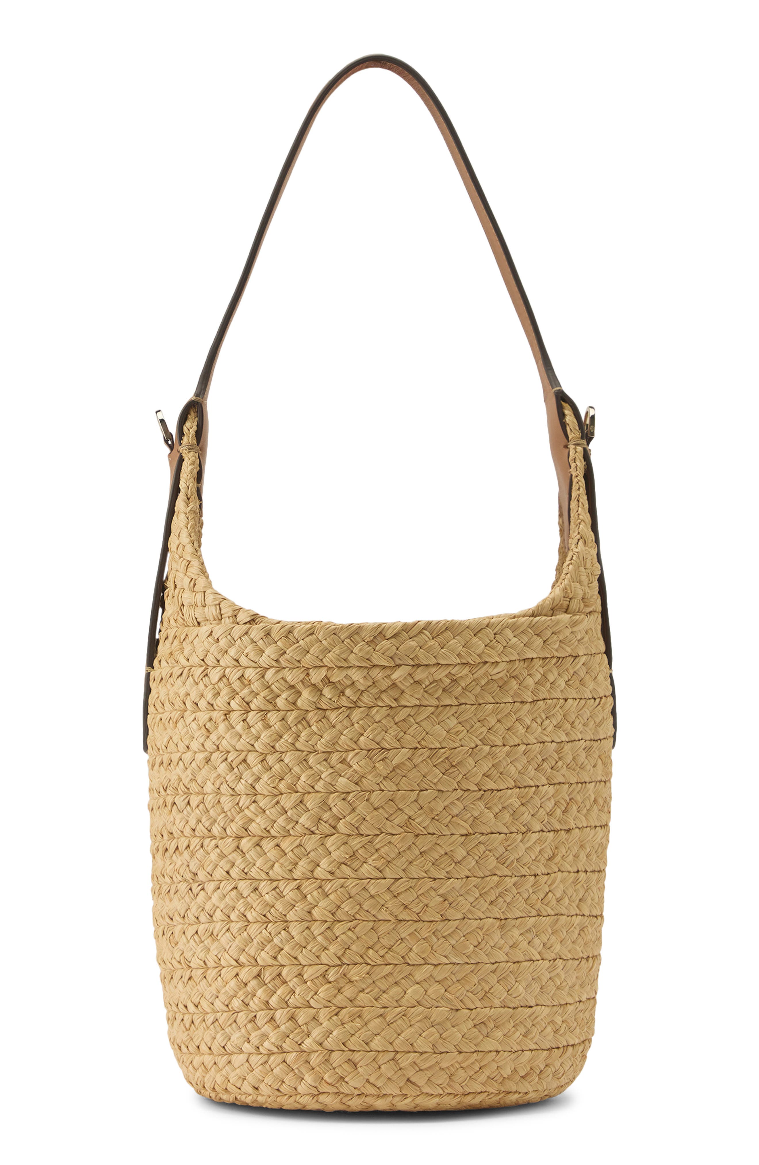 Nisida Raffia Bucket Bag, Alternate, color, NATURAL/ CARAMEL