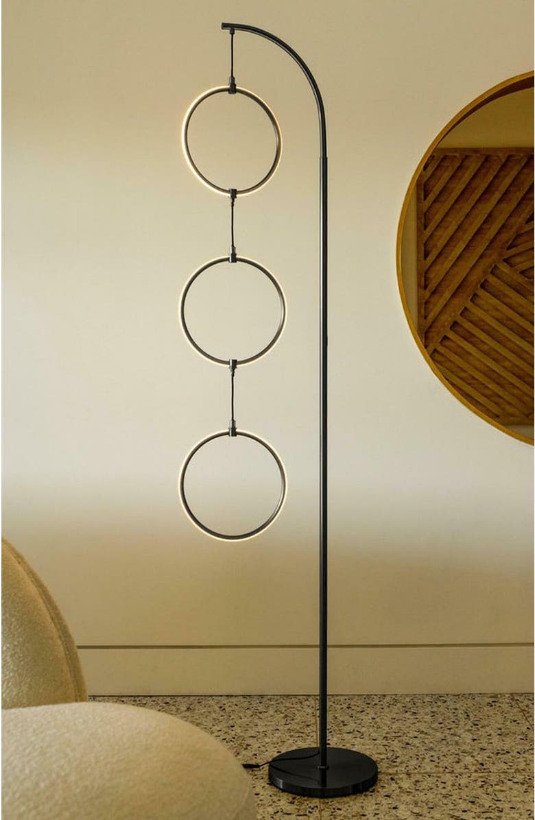 Brightech Nova 74" Novelty Halo Integrated LED Floor Lamp with 3-Way Dimming, Alternate, color, Black