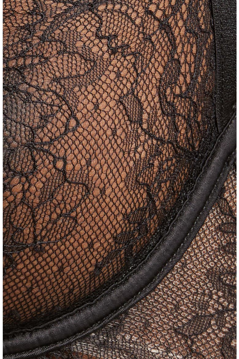 Camelia Mesh & Lace Underwire Bra, Alternate, color, BLACK