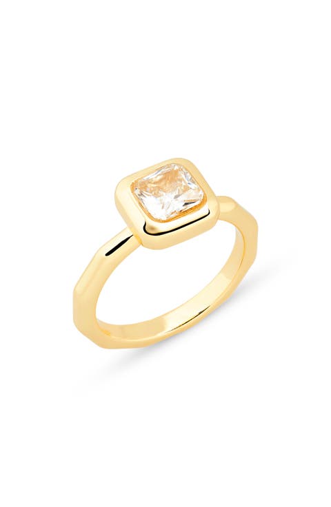 Square Crystal Engagement Ring