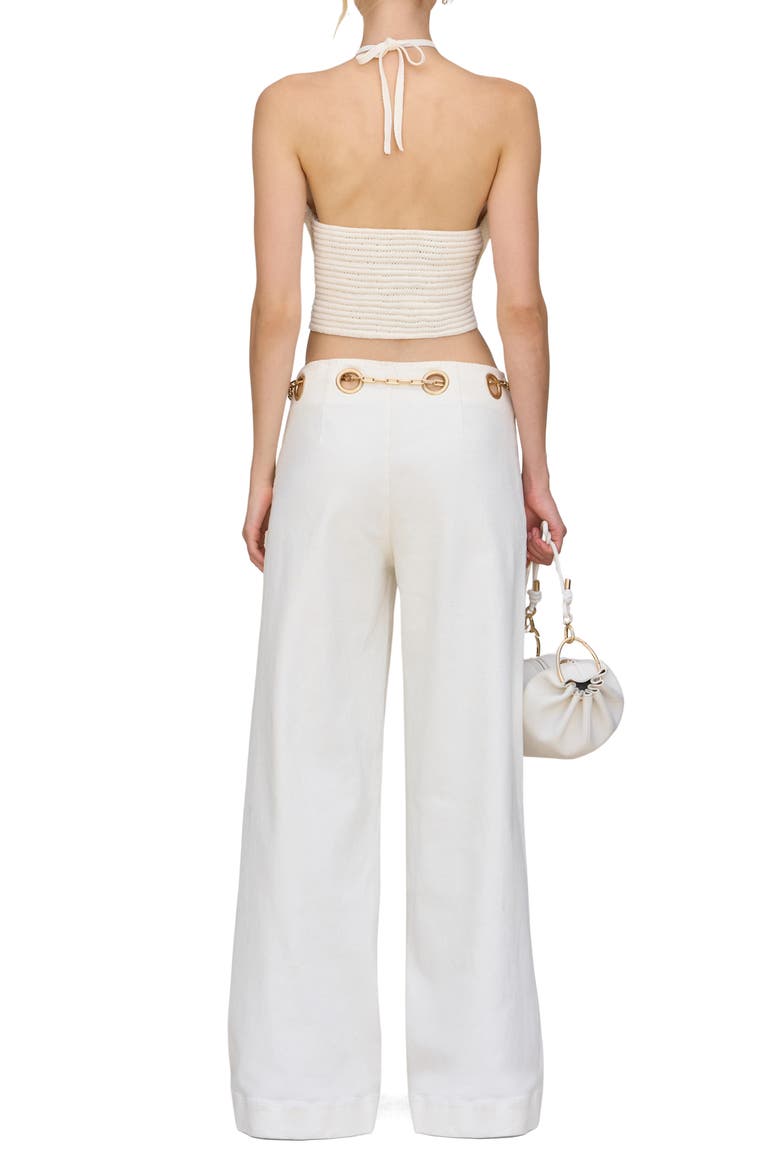 Sydney Belted Grommet Wide Leg Pants, Alternate, color, OFF WHITE