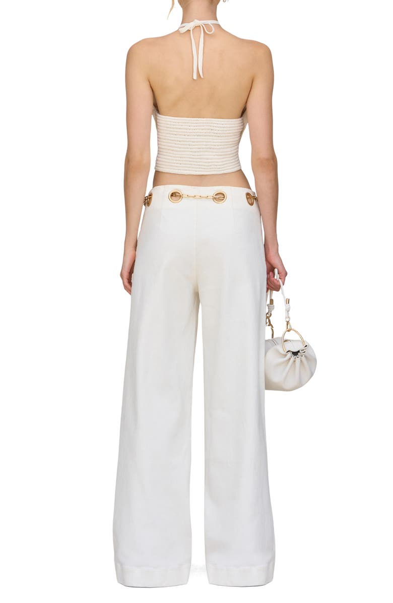 Cult Gaia Emelia Crop Crochet Halter Top, Alternate, color, Off White