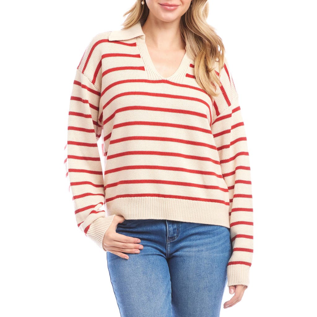 Karen Kane Stripe Polo Sweater In Multi