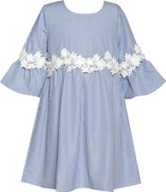 Truly Me Kids' Lace Trim Bell Sleeve Dress
